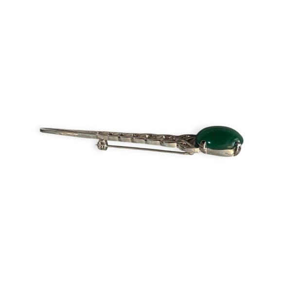 Vintage 80s Scottish Kilt Pin by DB Scotland, Silver tone metal with green stone - Picture 7 of 8